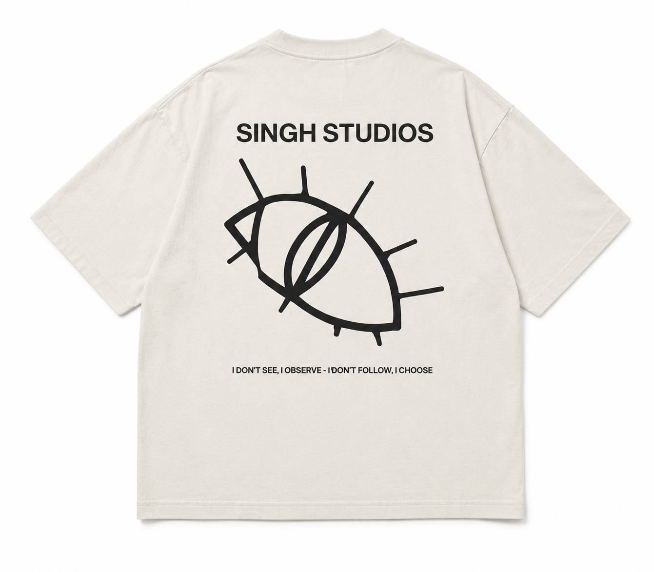 Singh Studios Black T Shirt for Men and Women Premium Heavy Gauge Cotton Drop Shoulder Baggy Streetwear T-Shirt