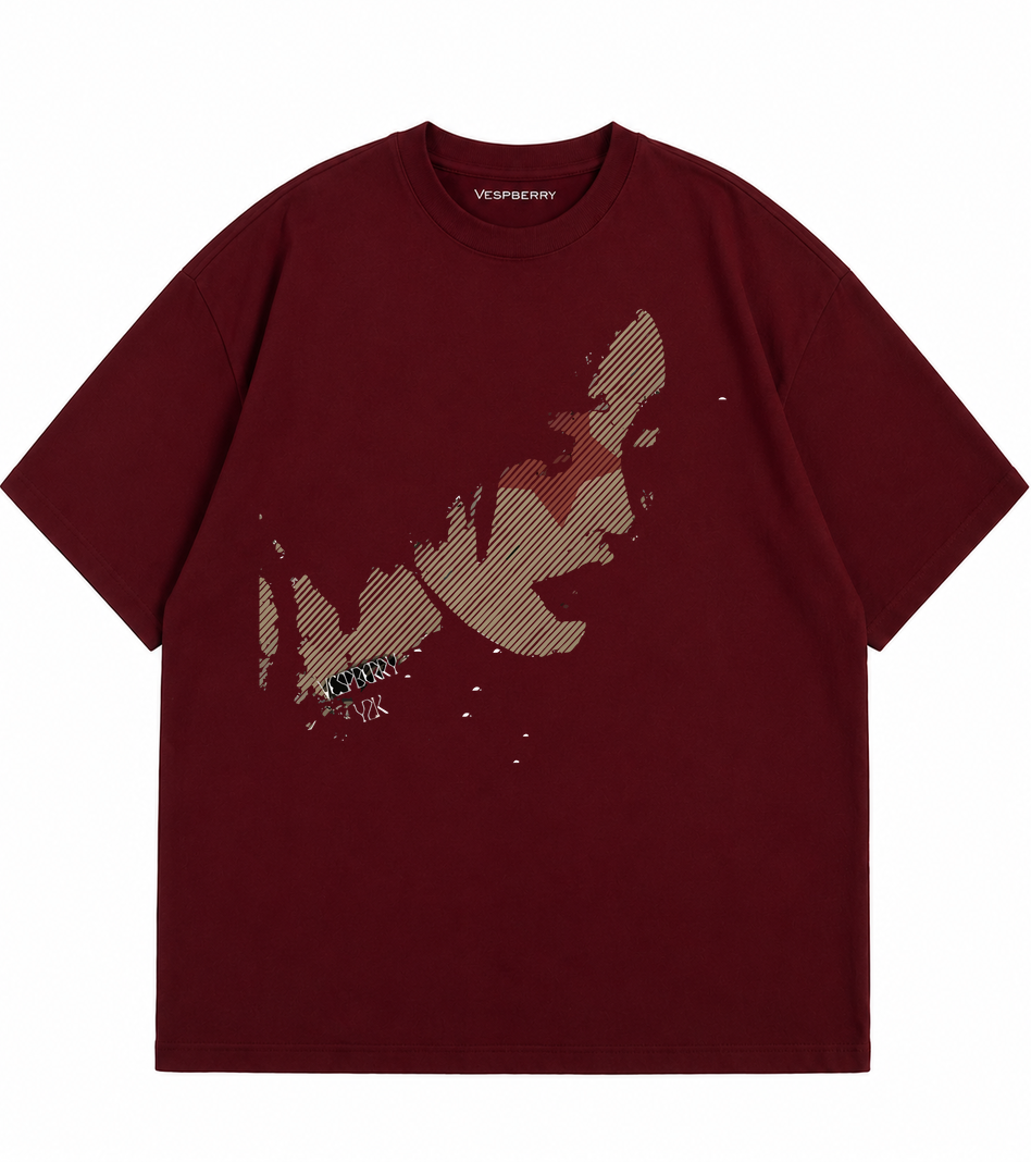 Y2K Maroon (Dark Red) Oversized T-Shirt for Men and Women