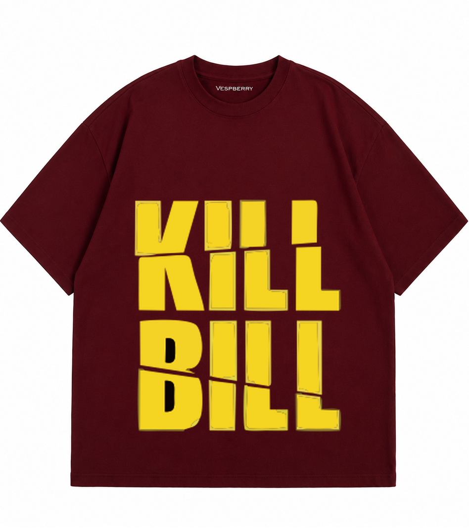 KILL BILL Maroon (Dark Red) Oversized T-Shirt for Men and Women