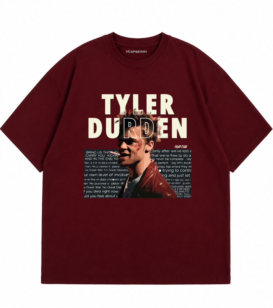 Fight Club Maroon (Dark Red) Oversized T-Shirt for Men and Women