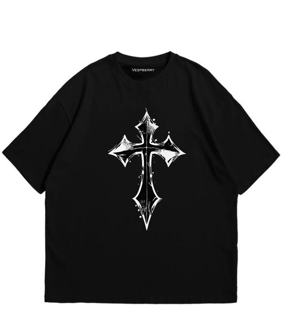 Cross Black T Shirt for Men and Women Premium