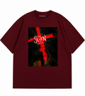 Brad Pitt Seven Maroon (Dark Red) Oversized T-Shirt for Men and Women