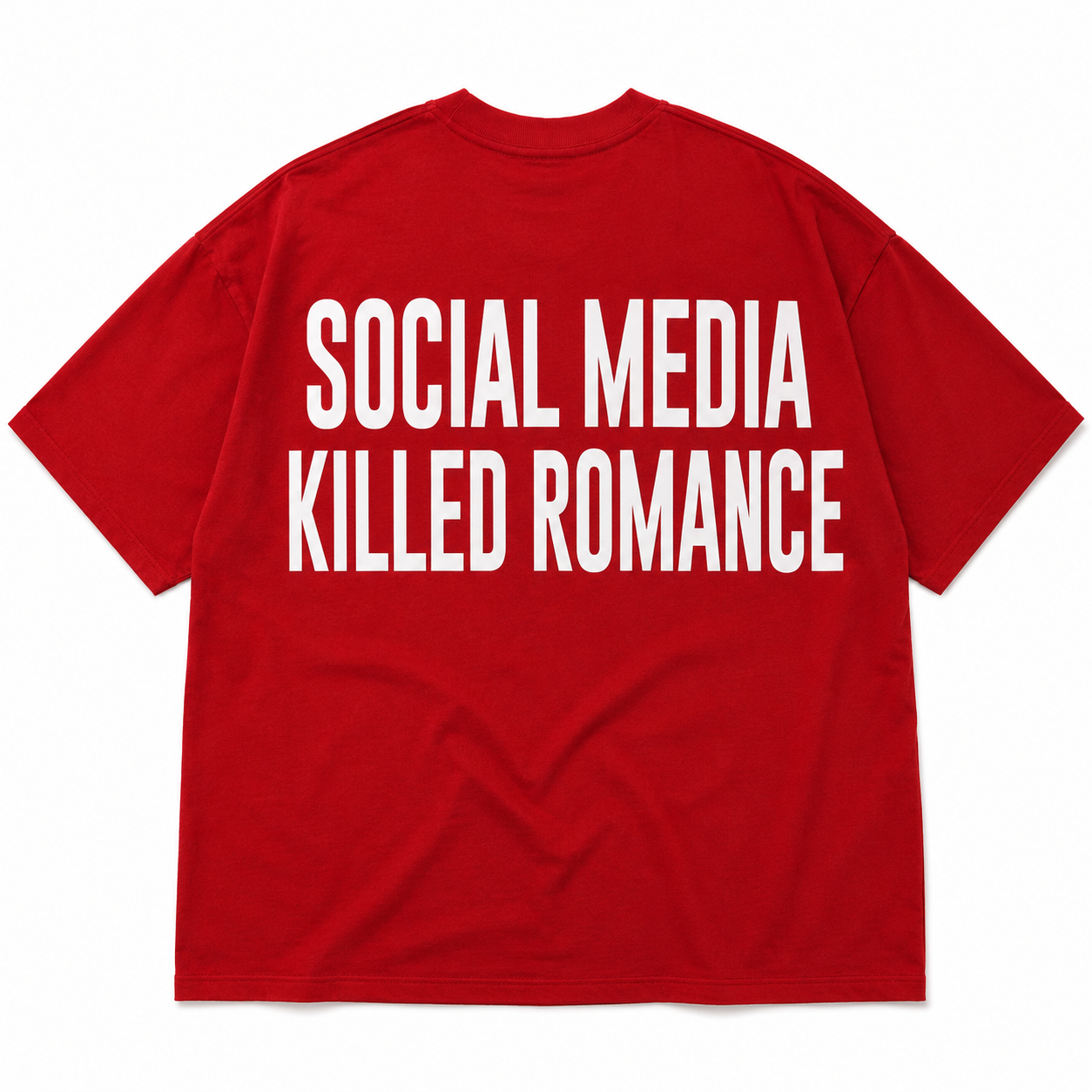 Social Media Killed Romance Red T Shirt for Men and Women