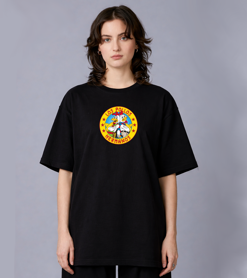 LOS POLLOS HERMANOS Breaking Bad Black Oversized T Shirt for Men and Women