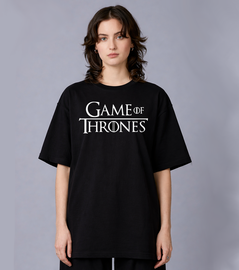 Game of Thrones Black Oversized T Shirt for Men and Women