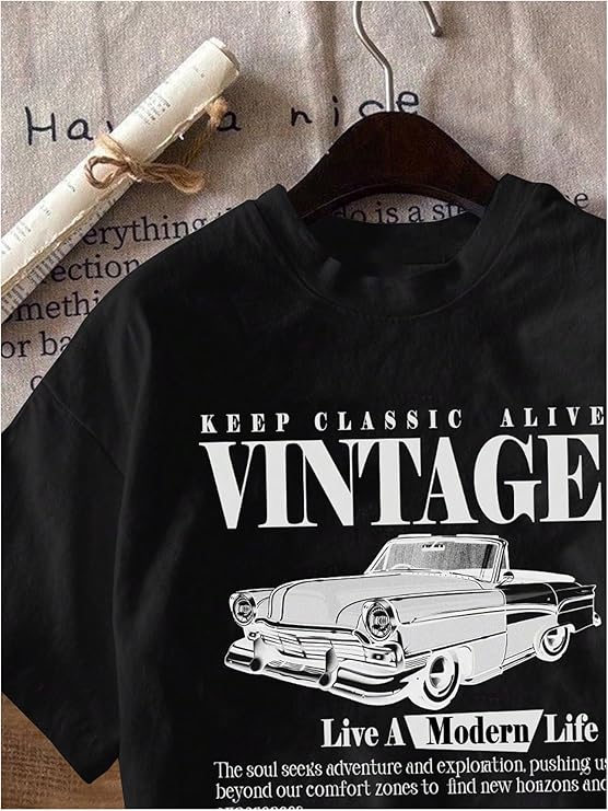 Vintage Black T Shirt for Men and Women Premium