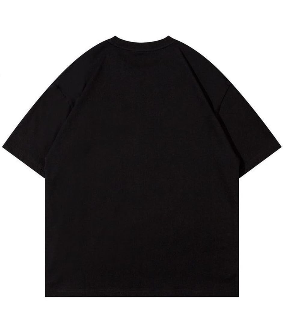 Y2k Black Oversized T Shirt for Men and Women Premium Heavy Gauge Cotton Drop Shoulder Baggy Streetwear T-Shirt M6