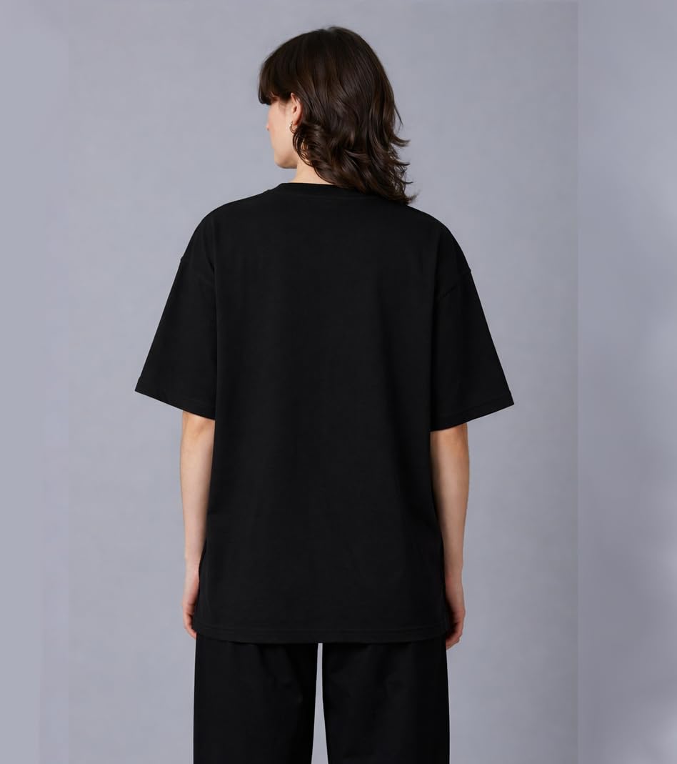 Y2k x1 Black Oversized T Shirt for Men and Women Premium Heavy Gauge Cotton Drop Shoulder Baggy Streetwear T-Shirt