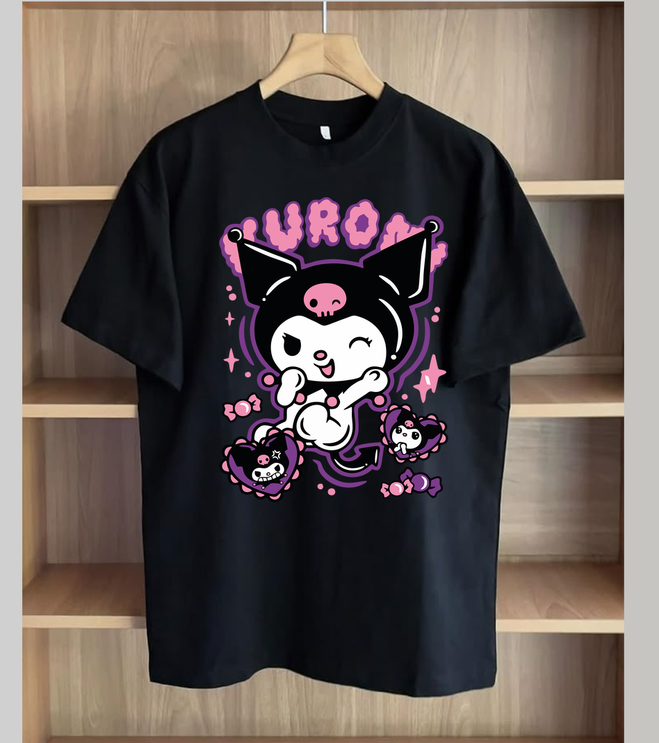 Kuromi Kitty Black T Shirt for Men and Women
