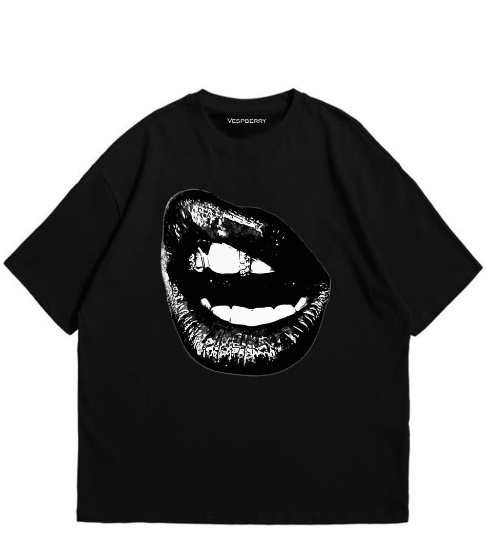 Y2k Black Oversized T Shirt for Men and Women Premium Heavy Gauge Cotton Drop Shoulder Baggy Streetwear T-Shirt M6