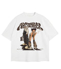 Y2K Japanese Brown Off-White Oversized T-Shirt, Premium Heavy Gauge Cotton, Drop Shoulder Baggy Streetwear Style for Men and Women