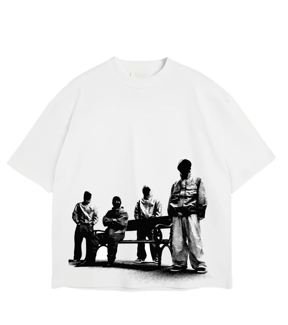 Y2k 2 Off-White Oversized T Shirt for Men and Women Premium Heavy Gauge Cotton Drop Shoulder Baggy Streetwear T-Shirt