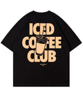 Coffee Club Black Oversized T-Shirt, Premium Heavy Gauge Cotton, Drop Shoulder Baggy Streetwear Style for Men and Women