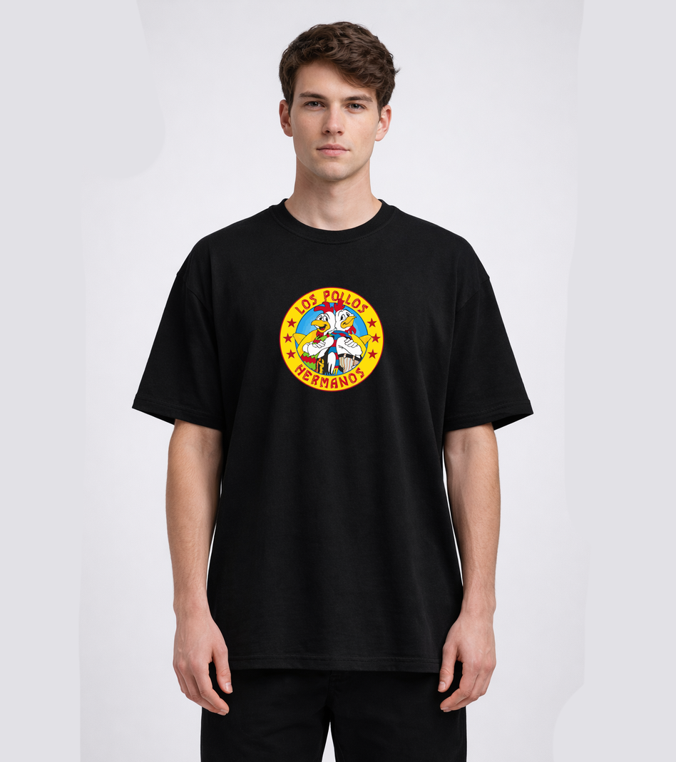 LOS POLLOS HERMANOS Breaking Bad Black Oversized T Shirt for Men and Women