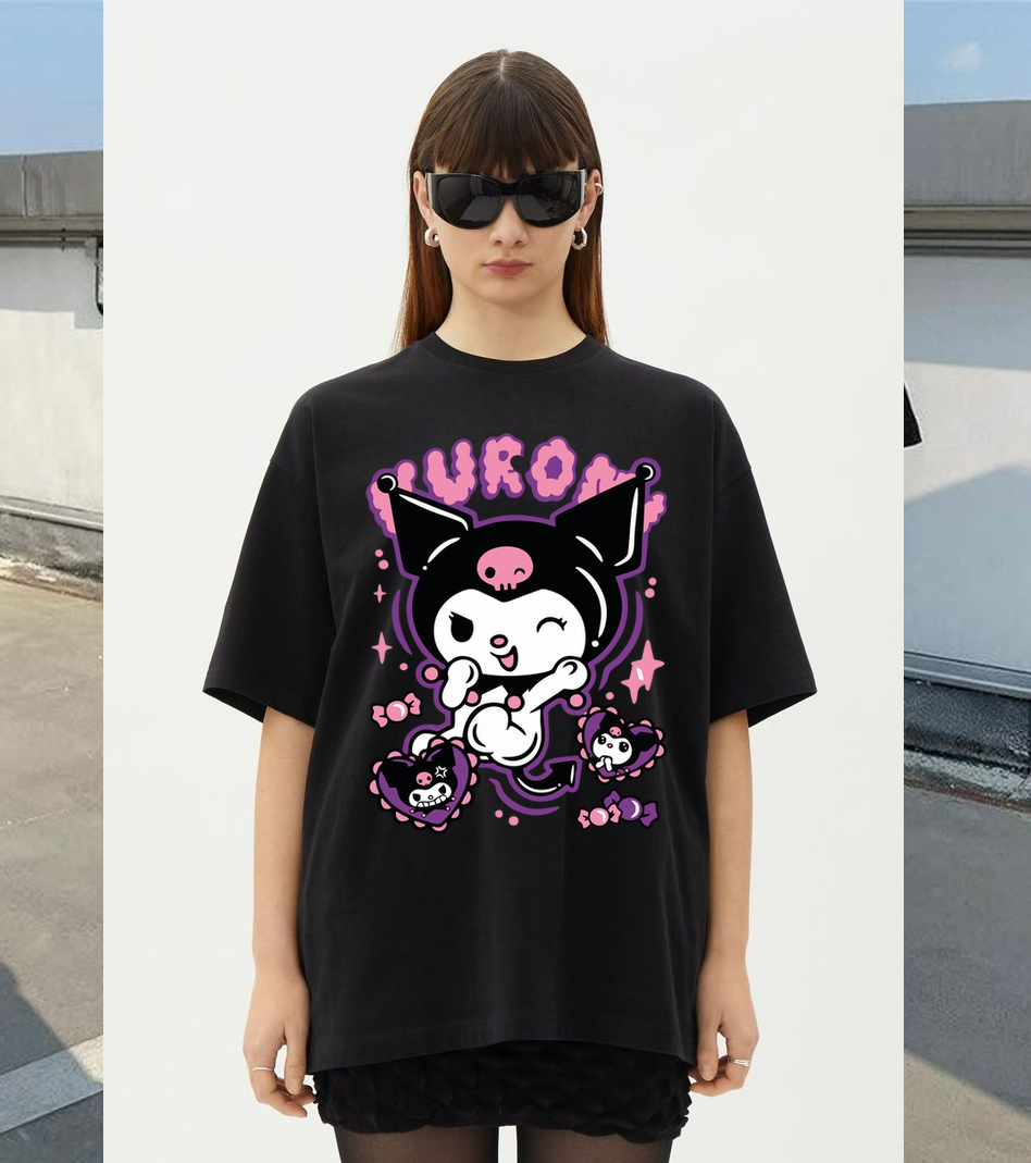Kuromi Kitty Black T Shirt for Men and Women