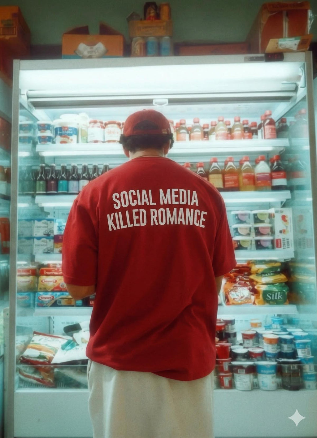 Social Media Killed Romance Red T Shirt for Men and Women